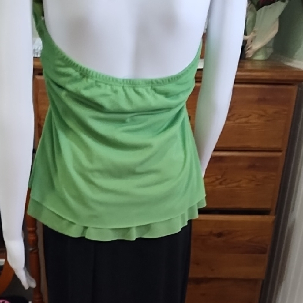 Trixxi Green Asymmetrical Embellished Sleeveless Halter - Picture 4 of 5